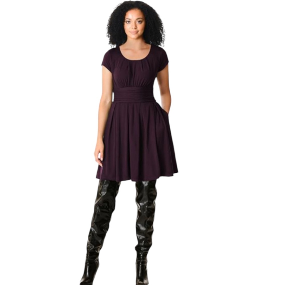 eShakti Plum Dress Sz M with pockets